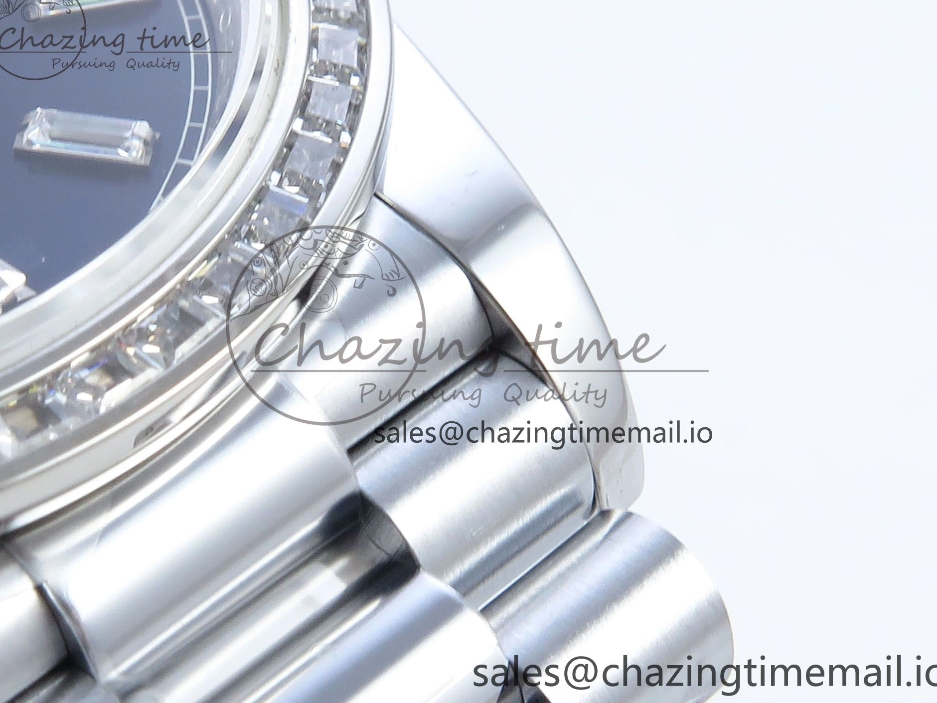40 Blue Bezel Best 1:1 (Gain Weight) Diamonds Edition SS A2836 Crystal V5 DayDate Dial President Bracelet QF on 0310